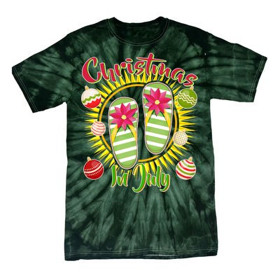 Christmas In July Summer Flip Flops Tie-Dye T-Shirt