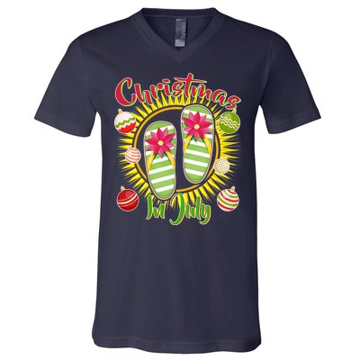 Christmas In July Summer Flip Flops V-Neck T-Shirt