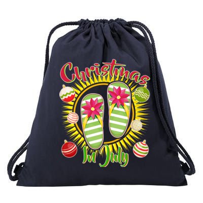 Christmas In July Summer Flip Flops Drawstring Bag