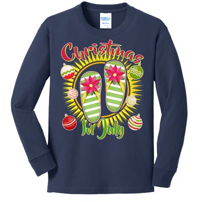 Christmas In July Summer Flip Flops Kids Long Sleeve Shirt