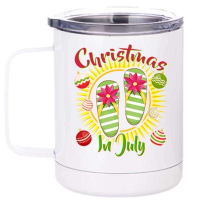 Christmas In July Summer Flip Flops 12 oz Stainless Steel Tumbler Cup