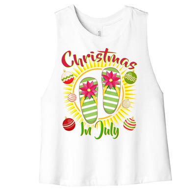 Christmas In July Summer Flip Flops Women's Racerback Cropped Tank