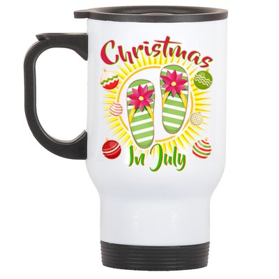 Christmas In July Summer Flip Flops Stainless Steel Travel Mug