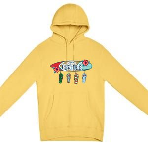 Christmas In July Surf Board Flip Flops Premium Pullover Hoodie