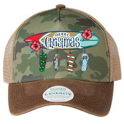 Christmas In July Surf Board Flip Flops Legacy Tie Dye Trucker Hat