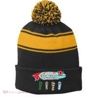 Christmas In July Surf Board Flip Flops Stripe Pom Pom Beanie