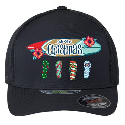 Christmas In July Surf Board Flip Flops Flexfit Unipanel Trucker Cap