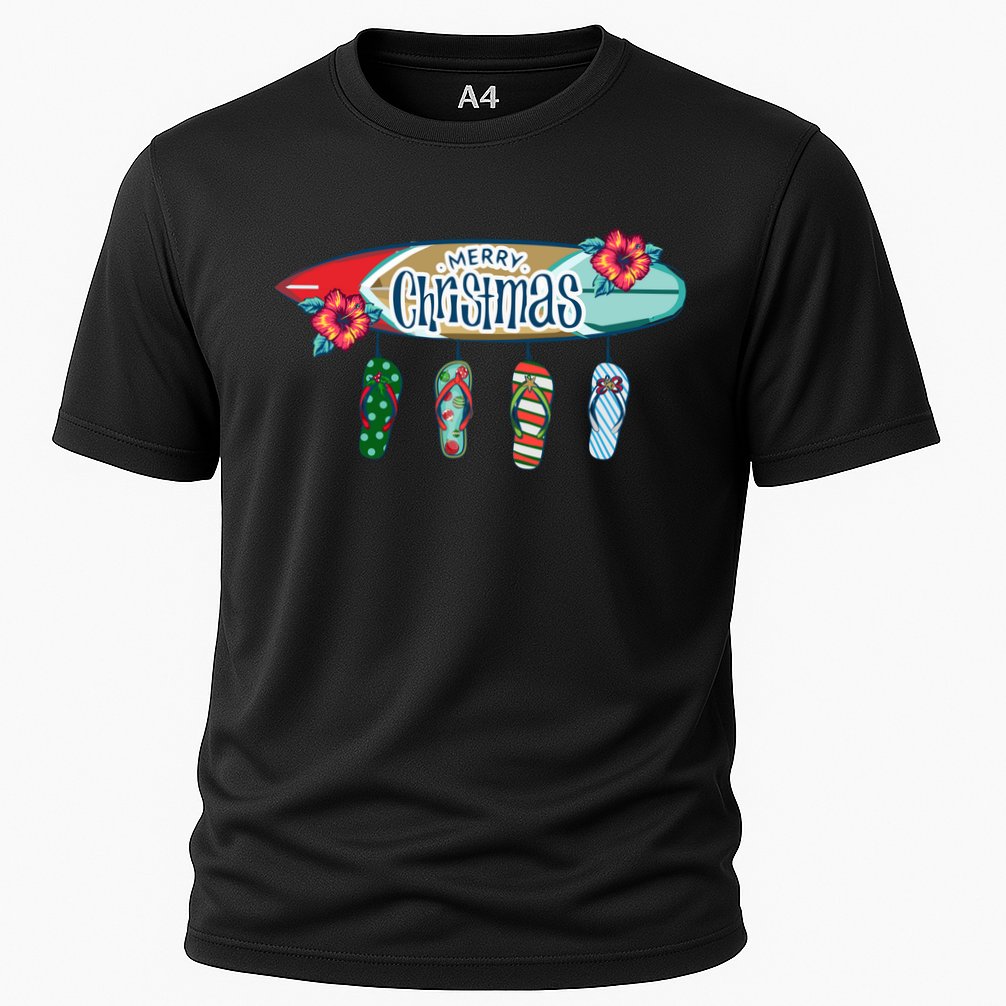 Christmas In July Surf Board Flip Flops Performance Shirt