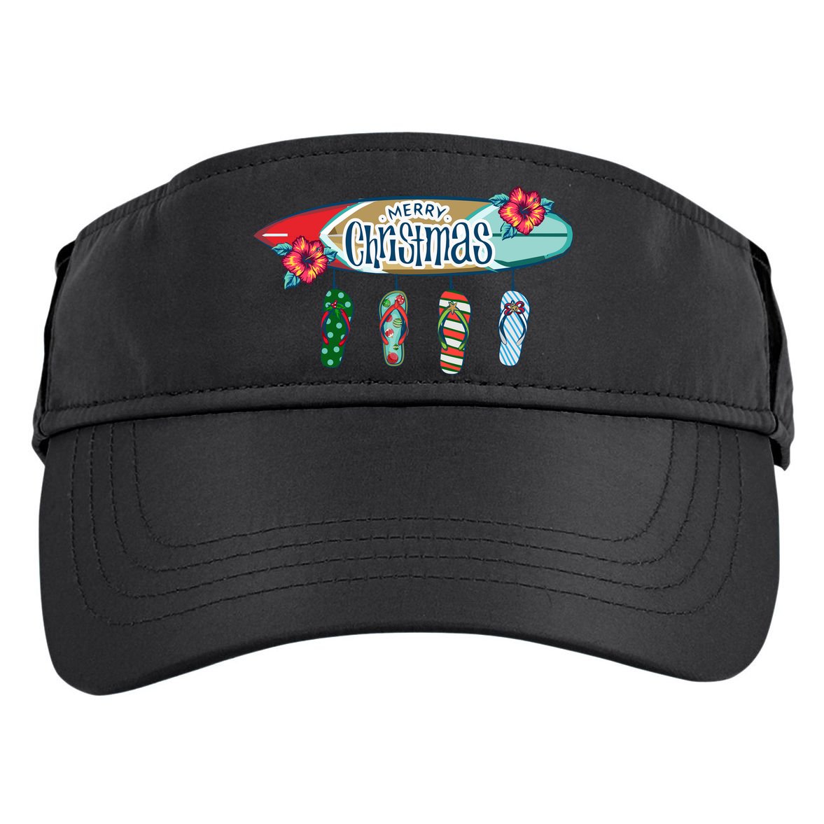 Christmas In July Surf Board Flip Flops Adult Drive Performance Visor