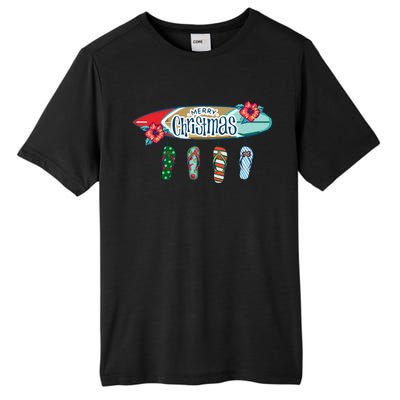 Christmas In July Surf Board Flip Flops Tall Fusion ChromaSoft Performance T-Shirt