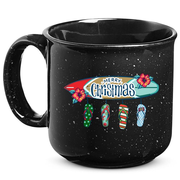 Christmas In July Surf Board Flip Flops 15oz Campfire Ceramic Mug