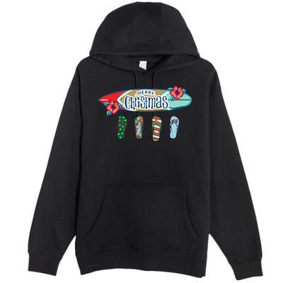 Christmas In July Surf Board Flip Flops Premium Pullover Hoodie