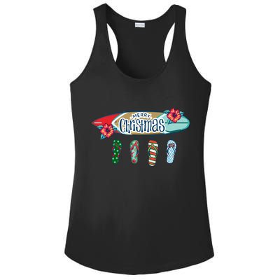 Christmas In July Surf Board Flip Flops Ladies PosiCharge Competitor Racerback Tank