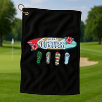Christmas In July Surf Board Flip Flops Golf Towel