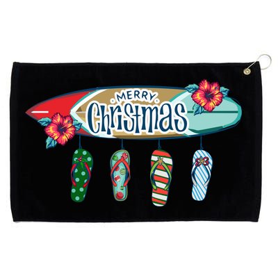 Christmas In July Surf Board Flip Flops Grommeted Golf Towel