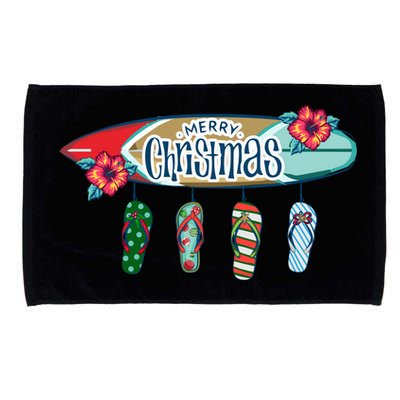 Christmas In July Surf Board Flip Flops Microfiber Hand Towel