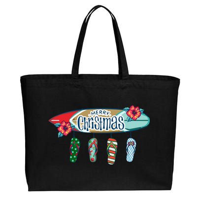 Christmas In July Surf Board Flip Flops Cotton Canvas Jumbo Tote