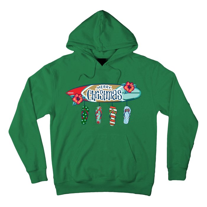 Christmas In July Surf Board Flip Flops Hoodie