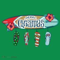 Christmas In July Surf Board Flip Flops T-Shirt