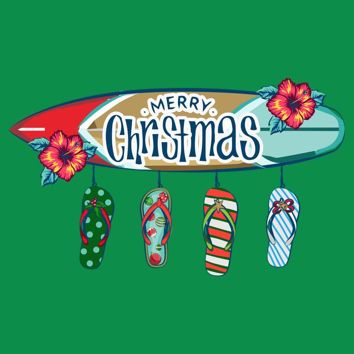 Christmas In July Surf Board Flip Flops Button