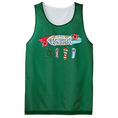 Christmas In July Surf Board Flip Flops Mesh Reversible Basketball Jersey Tank