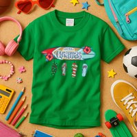 Christmas In July Surf Board Flip Flops Kids T-Shirt