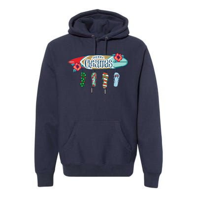 Christmas In July Surf Board Flip Flops Premium Hoodie