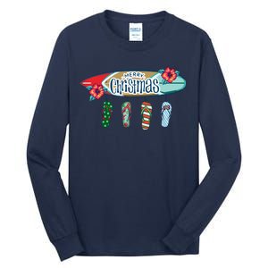 Christmas In July Surf Board Flip Flops Tall Long Sleeve T-Shirt