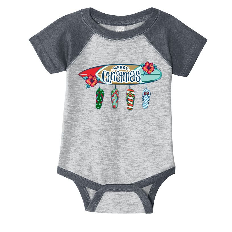 Christmas In July Surf Board Flip Flops Infant Baby Jersey Bodysuit