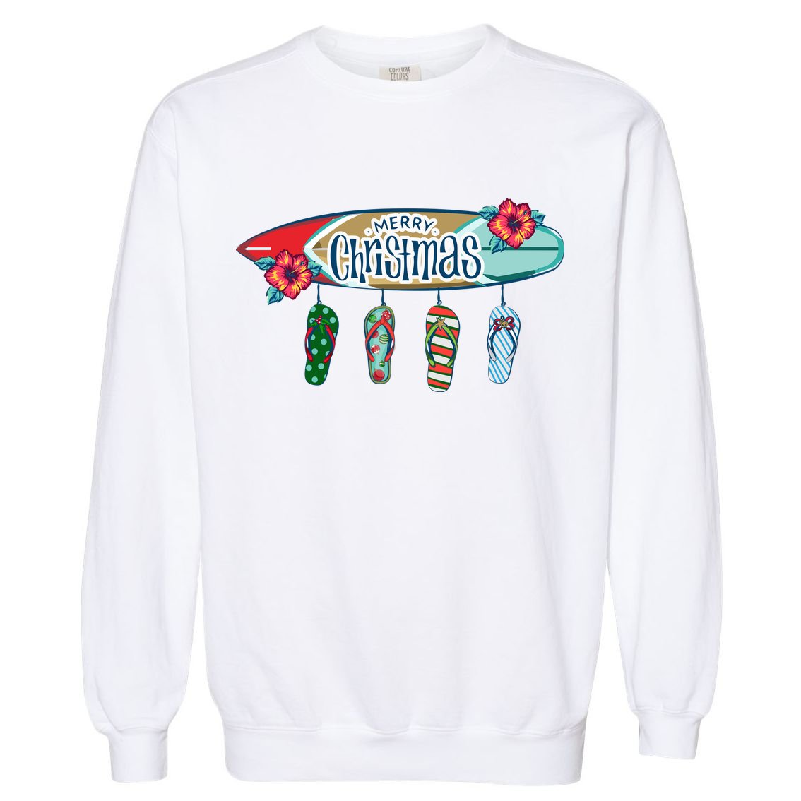 Christmas In July Surf Board Flip Flops Garment-Dyed Sweatshirt