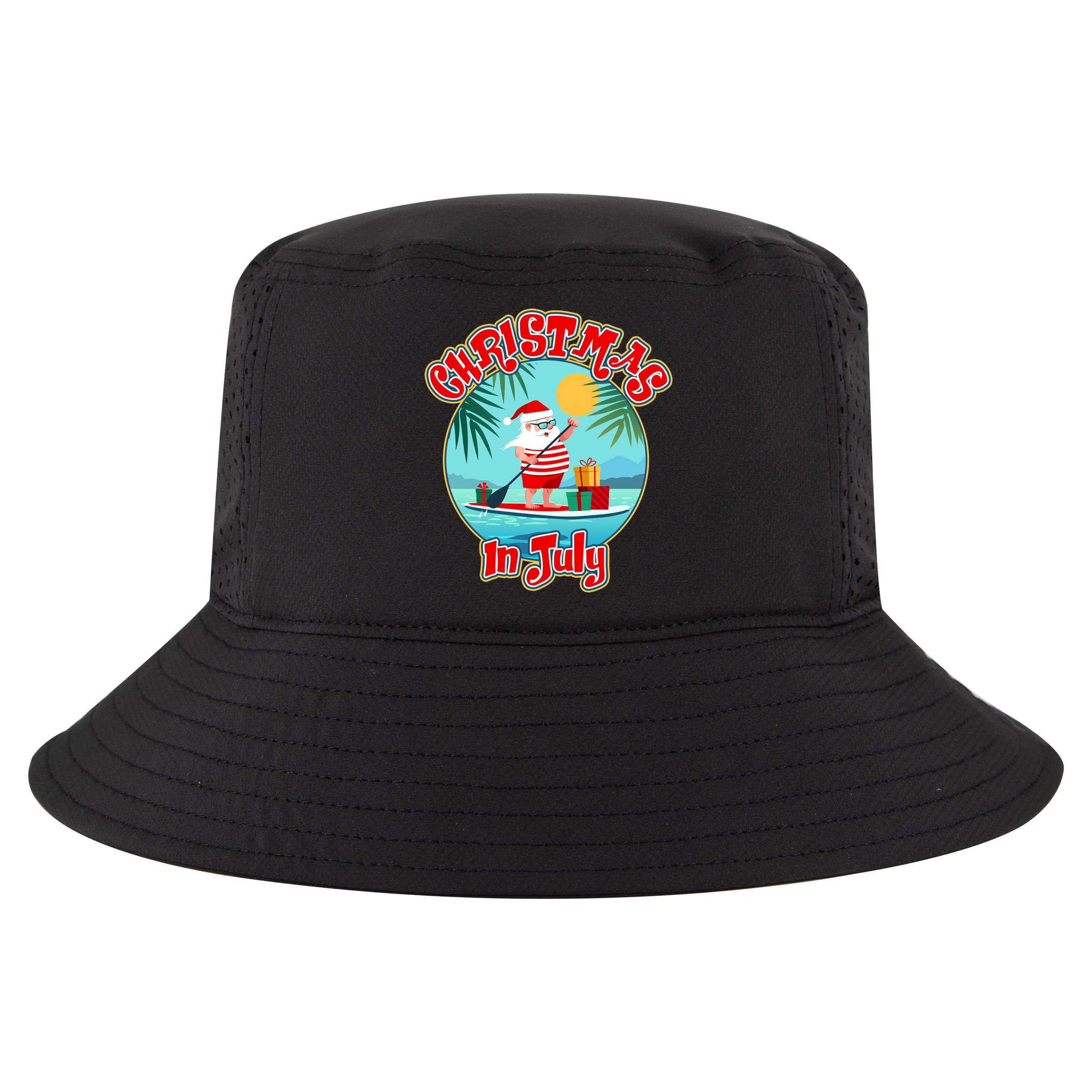 Christmas In July Surfer Santa Claus  Cool Comfort Performance Bucket Hat