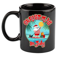 Christmas In July Surfer Santa Claus  11oz C Handle Ceramic Mug