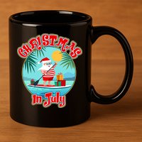 Christmas In July Surfer Santa Claus  11oz C Handle Ceramic Mug