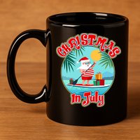 Christmas In July Surfer Santa Claus  11oz C Handle Ceramic Mug