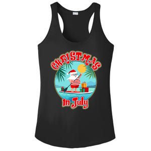 Christmas In July Surfer Santa Claus  Ladies PosiCharge Competitor Racerback Tank