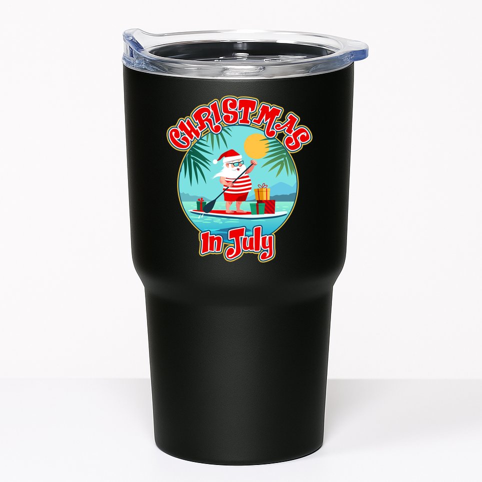 Christmas In July Surfer Santa Claus  Tumbler