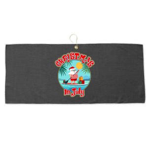 Christmas In July Surfer Santa Claus  Large Microfiber Waffle Golf Towel