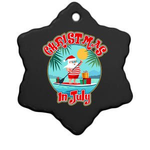 Christmas In July Surfer Santa Claus  Ceramic Star Ornament