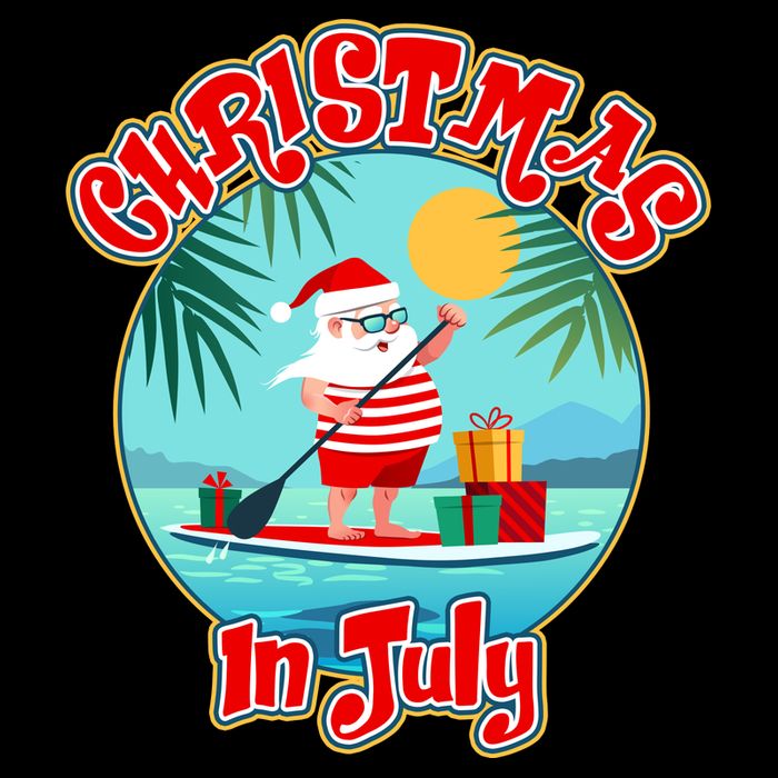 Christmas In July Surfer Santa Claus  Baby Bodysuit