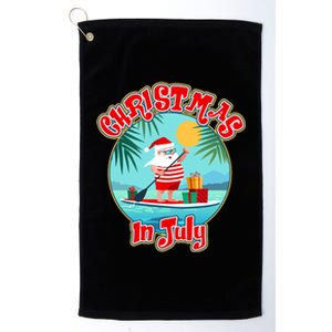 Christmas In July Surfer Santa Claus  Platinum Collection Golf Towel