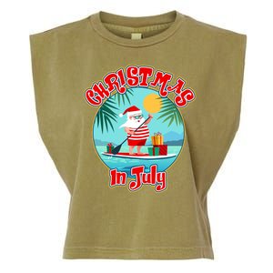 Christmas In July Surfer Santa Claus  Garment-Dyed Women's Muscle Tee