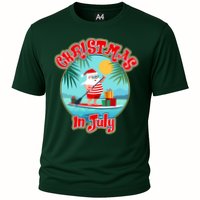 Christmas In July Surfer Santa Claus  Cooling Performance Crew T-Shirt