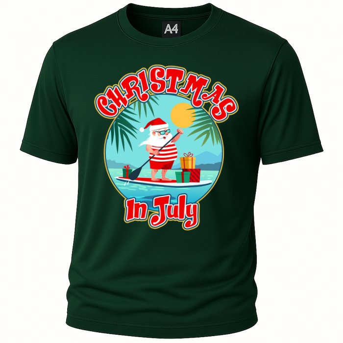 Christmas In July Surfer Santa Claus  Cooling Performance Crew T-Shirt