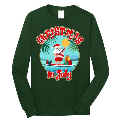 Christmas In July Surfer Santa Claus  Long Sleeve Shirt