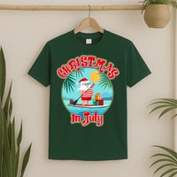Christmas In July Surfer Santa Claus  T-Shirt