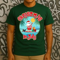Christmas In July Surfer Santa Claus  T-Shirt