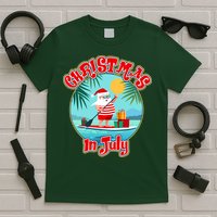 Christmas In July Surfer Santa Claus  T-Shirt