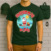 Christmas In July Surfer Santa Claus  T-Shirt