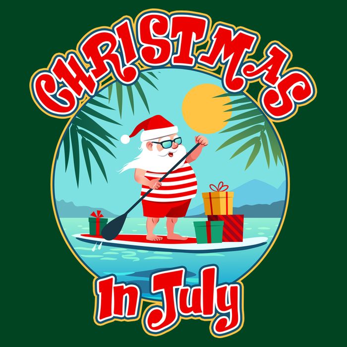 Christmas In July Surfer Santa Claus  T-Shirt