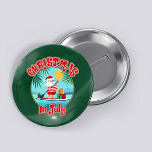 Christmas In July Surfer Santa Claus  Button